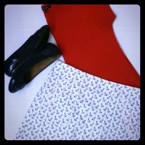 J Crew Black & White Anchor Print Skirt